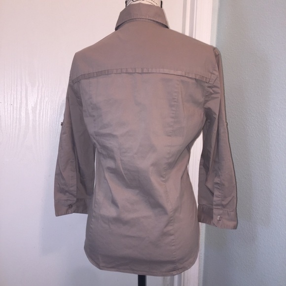 New York & Co Button Up Tan Blouse Sz Large - 0174 - Picture 4 of 8